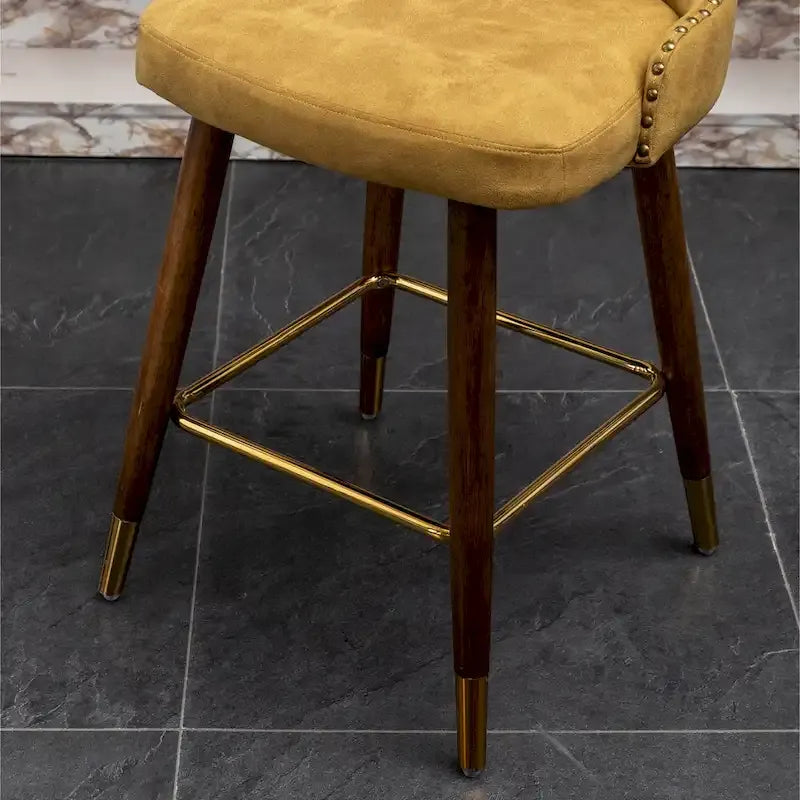 Sgabelli da Bancone Roundhill Furniture Nevis in Similpelle Trapuntata Stile Moderno Mid-century con Borchie, Set da 2