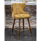 Sgabelli da Bancone Roundhill Furniture Nevis in Similpelle Trapuntata Stile Moderno Mid-century con Borchie, Set da 2