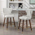 Sgabelli da Bancone Roundhill Furniture Nevis in Similpelle Trapuntata Stile Moderno Mid-century con Borchie, Set da 2