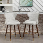 Sgabelli da Bancone Roundhill Furniture Nevis in Similpelle Trapuntata Stile Moderno Mid-century con Borchie, Set da 2