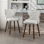 Sgabelli da Bancone Roundhill Furniture Nevis in Similpelle Trapuntata Stile Moderno Mid-century con Borchie, Set da 2