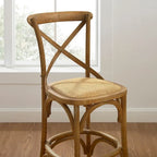Tabouret de comptoir rustique Delilah à dossier croisé