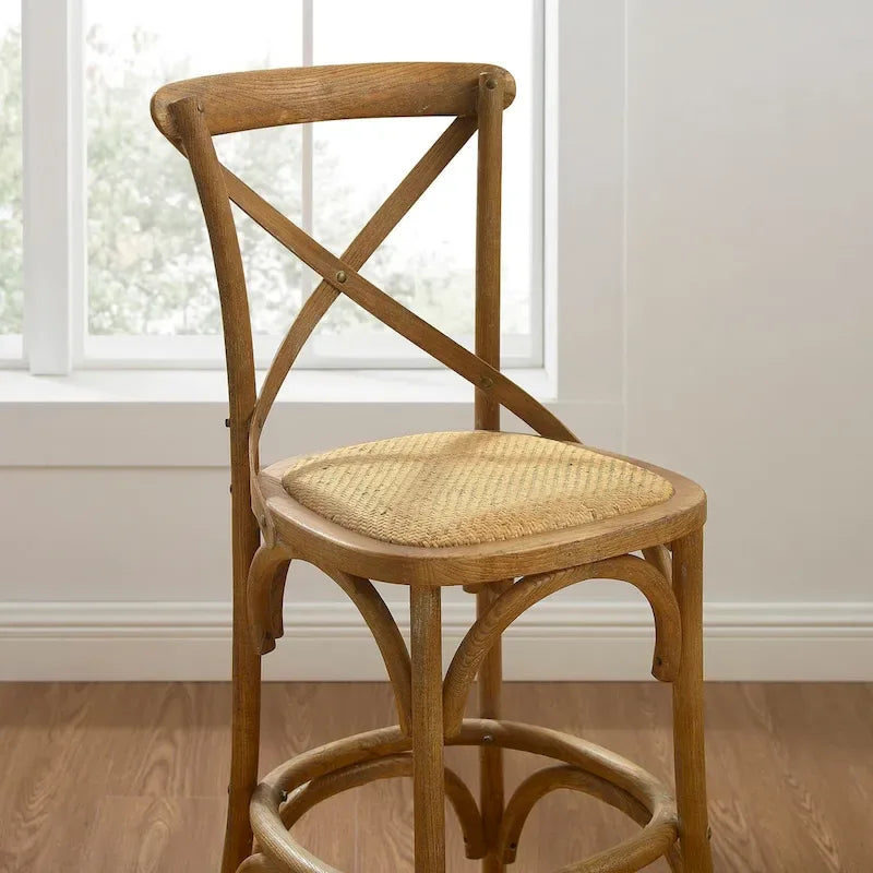 Tabouret de comptoir rustique Delilah à dossier croisé