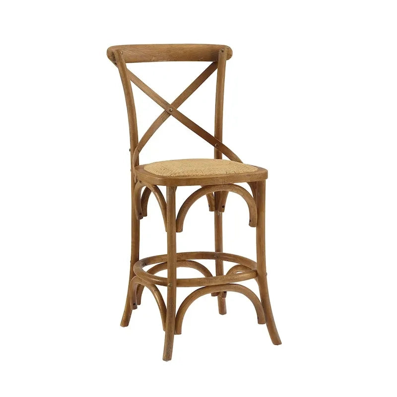 Tabouret de comptoir rustique Delilah à dossier croisé