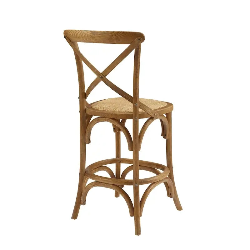 Tabouret de comptoir rustique Delilah à dossier croisé