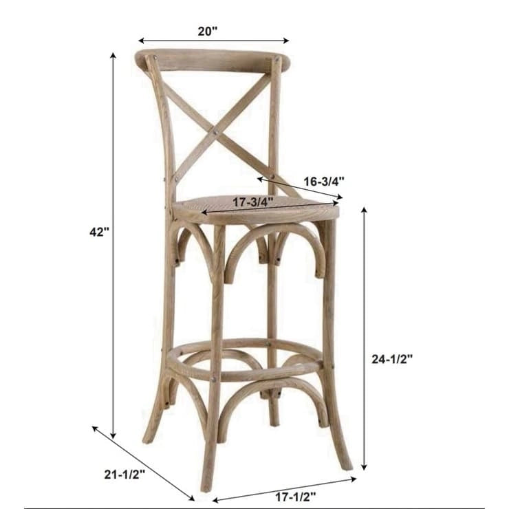 Tabouret de comptoir rustique Delilah à dossier croisé