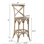 Tabouret de comptoir rustique Delilah à dossier croisé