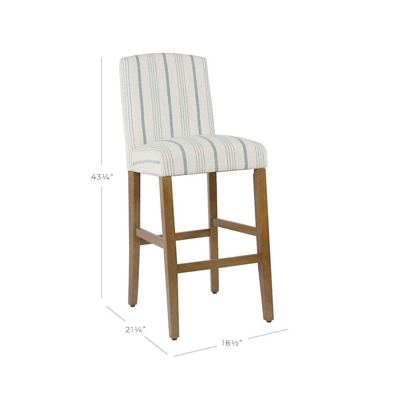 Tabouret de bar HomePop Classic Parsons à dossier haut, 74 cm, rayures Calypso bleues