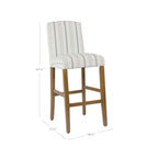 Tabouret de bar HomePop Classic Parsons à dossier haut, 74 cm, rayures Calypso bleues