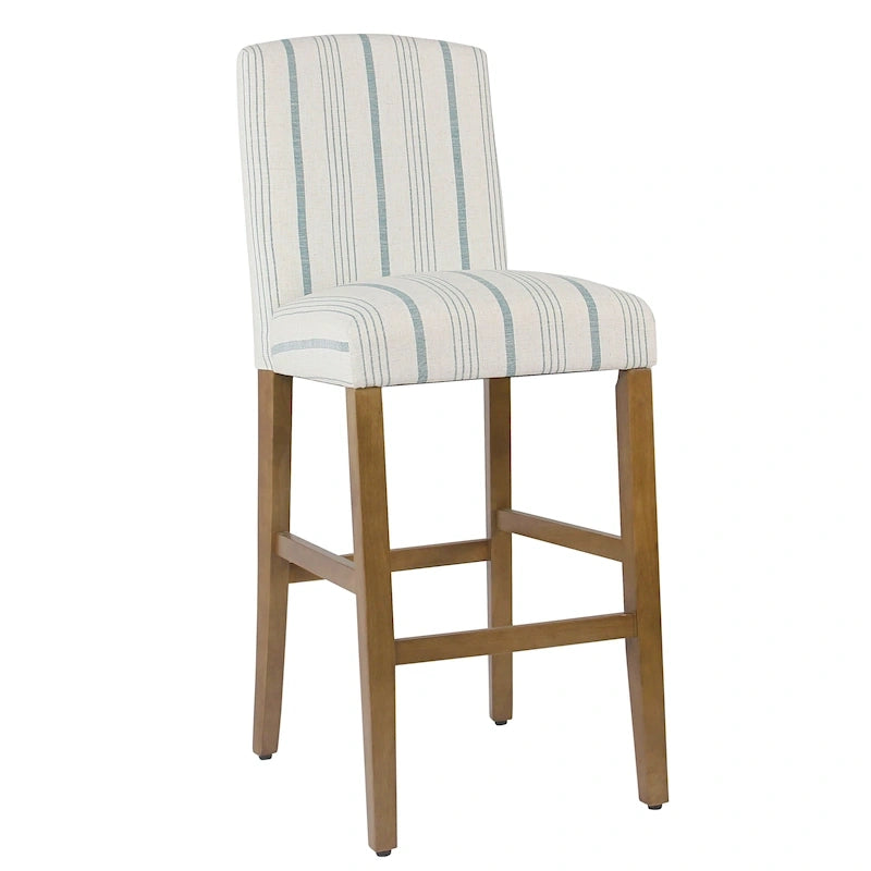 Tabouret de bar HomePop Classic Parsons à dossier haut, 74 cm, rayures Calypso bleues