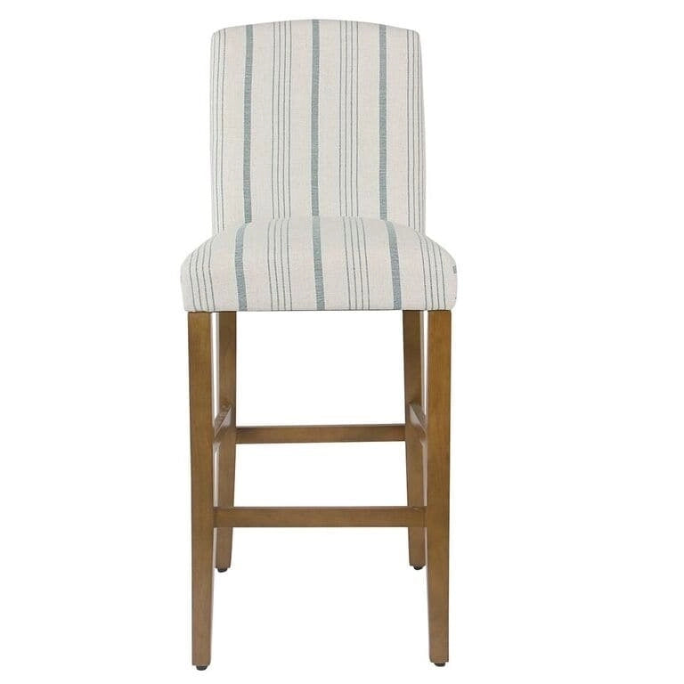 Tabouret de bar HomePop Classic Parsons à dossier haut, 74 cm, rayures Calypso bleues