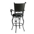 Tabouret de bar pivotant Elle Big & Tall en métal noir avec siège en similicuir