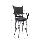 Tabouret de bar pivotant Elle Big & Tall en métal noir avec siège en similicuir