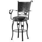 Tabouret de bar pivotant Elle Big & Tall en métal noir avec siège en similicuir
