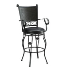 Tabouret de bar pivotant Elle Big & Tall en métal noir avec siège en similicuir