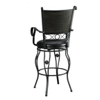 Tabouret de bar pivotant Elle Big & Tall en métal noir avec siège en similicuir