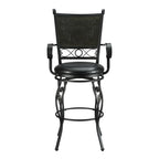 Tabouret de bar pivotant Elle Big & Tall en métal noir avec siège en similicuir