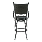 Tabouret de bar pivotant Elle Big & Tall en métal noir avec siège en similicuir