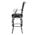 Tabouret de bar pivotant Elle Big & Tall en métal noir avec siège en similicuir