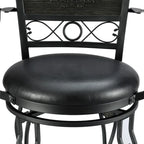 Tabouret de bar pivotant Elle Big & Tall en métal noir avec siège en similicuir