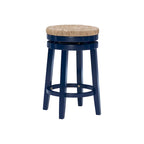 Tabouret de comptoir pivotant sans dossier Maya avec assise en jonc de mer