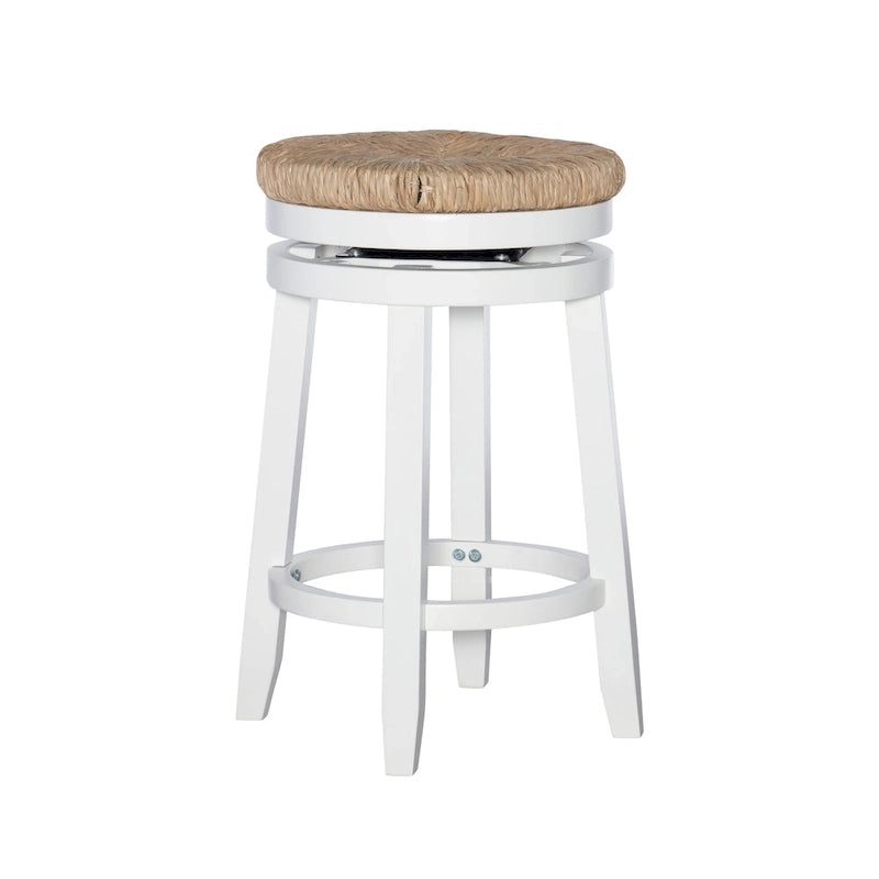 Tabouret de comptoir pivotant sans dossier Maya avec assise en jonc de mer