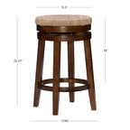 Tabouret de comptoir pivotant sans dossier Maya avec assise en jonc de mer