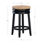 Tabouret de comptoir pivotant sans dossier Maya avec assise en jonc de mer