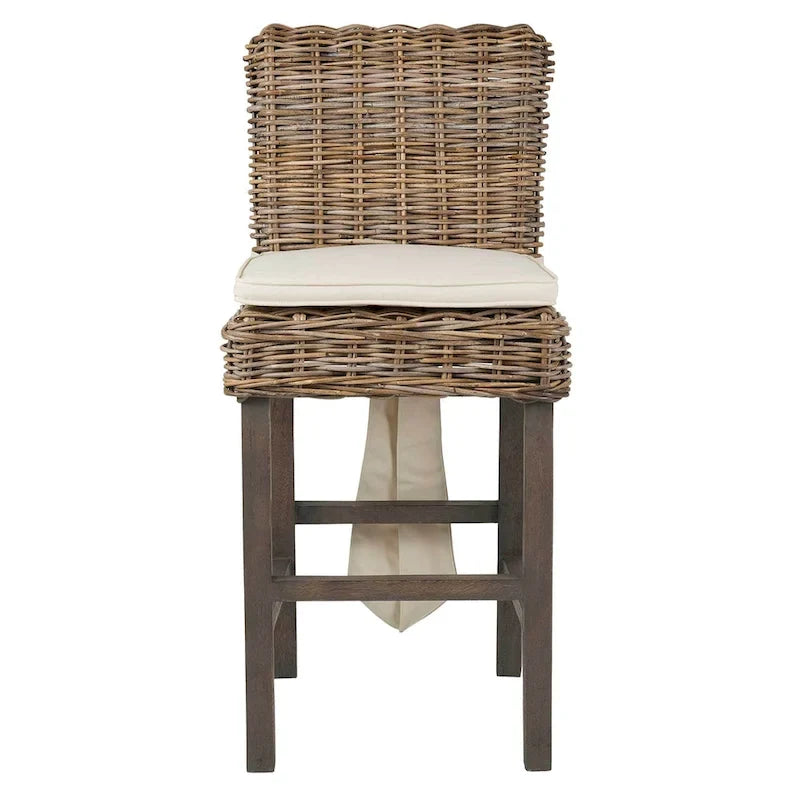 Sgabello imbottito in rattan Grey Wash di East at Main