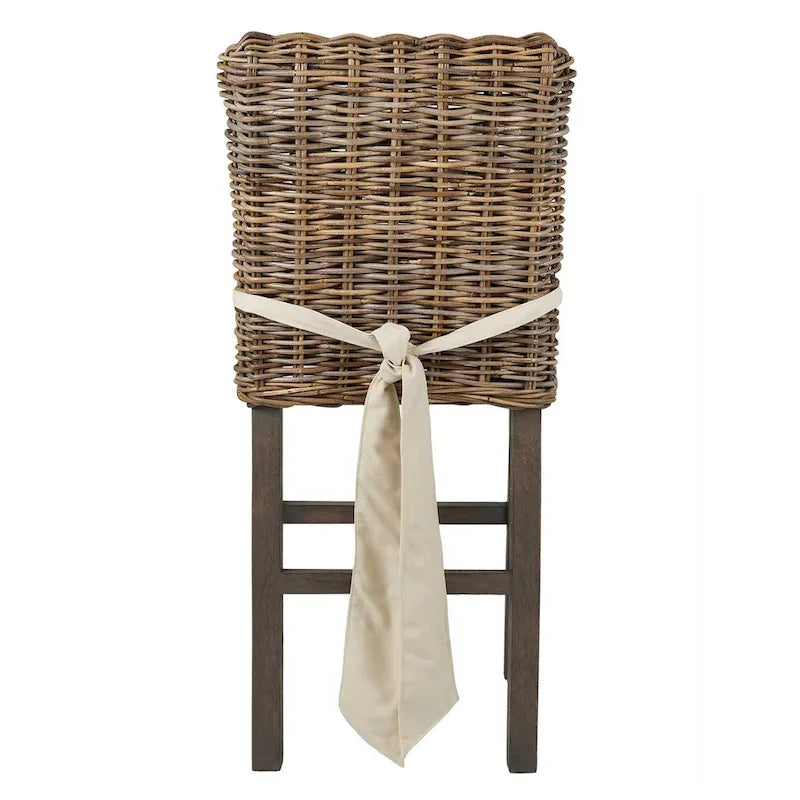 Sgabello imbottito in rattan Grey Wash di East at Main