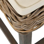 Sgabello imbottito in rattan Grey Wash di East at Main