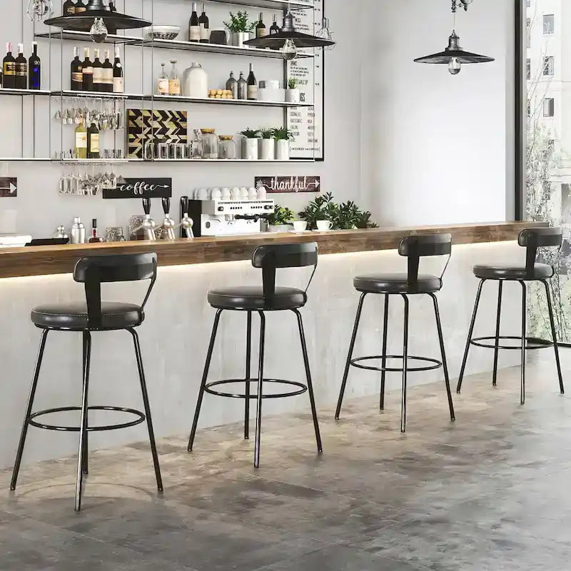Tabourets de bar industriels pivotants Hausfame en métal à hauteur de comptoir