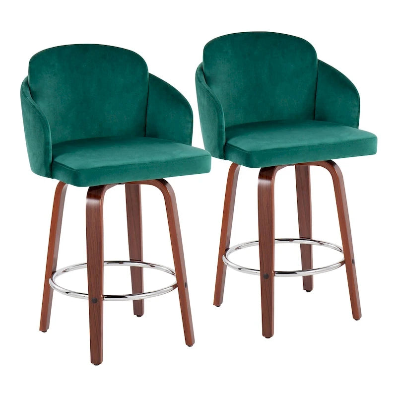 Tabouret de comptoir Dahlia en bois de noyer (ensemble de 2)