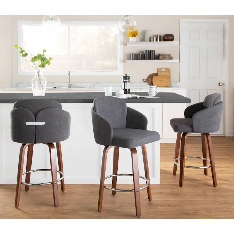 Tabouret de comptoir Dahlia en bois de noyer (ensemble de 2)