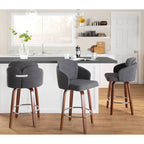 Tabouret de comptoir Dahlia en bois de noyer (ensemble de 2)