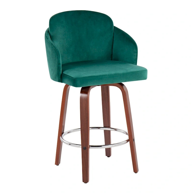 Tabouret de comptoir Dahlia en bois de noyer (ensemble de 2)