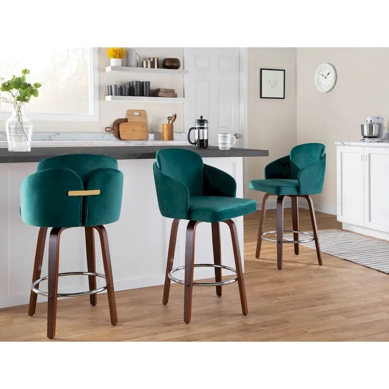 Tabouret de comptoir Dahlia en bois de noyer (ensemble de 2)