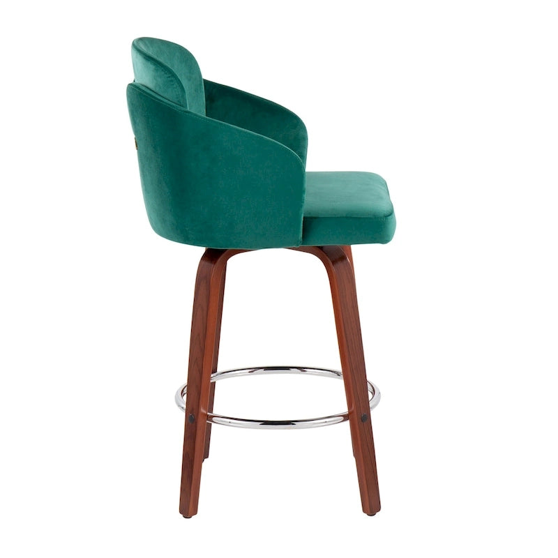 Tabouret de comptoir Dahlia en bois de noyer (ensemble de 2)