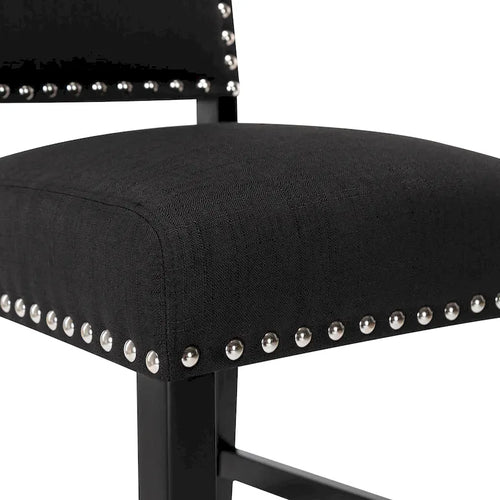 24 Inches Fabric Upholstered Counter Height Bar stools with Back and Silver Nailhead Trim Set of 2