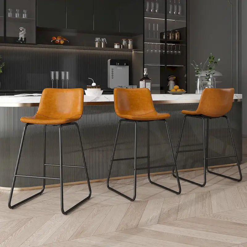 26 Tabourets de Bar Hauteur Comptoir, Moderne Similicuir Tabourets Hauts Lot de 3