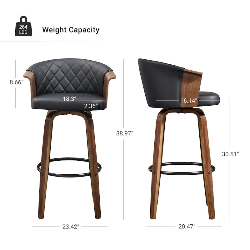 Tabourets de comptoir pivotants Art Leon Mid-century Modern (lot de 2)