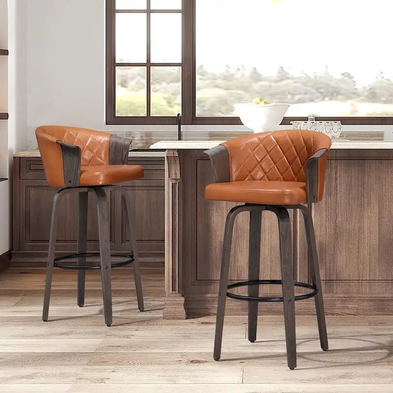 Tabourets de comptoir pivotants Art Leon Mid-century Modern (lot de 2)