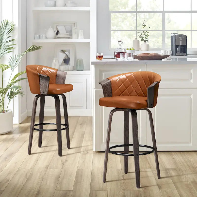 Tabourets de comptoir pivotants Art Leon Mid-century Modern (lot de 2)