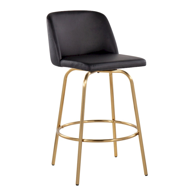 Sgabello da bancone Silver Orchid Vallberga 26 con base in metallo dorato (set da 2)
