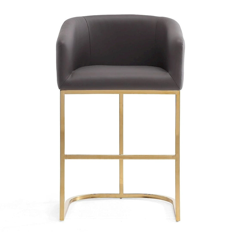 Manhattan Comfort Louvre Sgabello da bar altezza bancone, 91 cm, acciaio inossidabile color oro titanio (Set da 3)