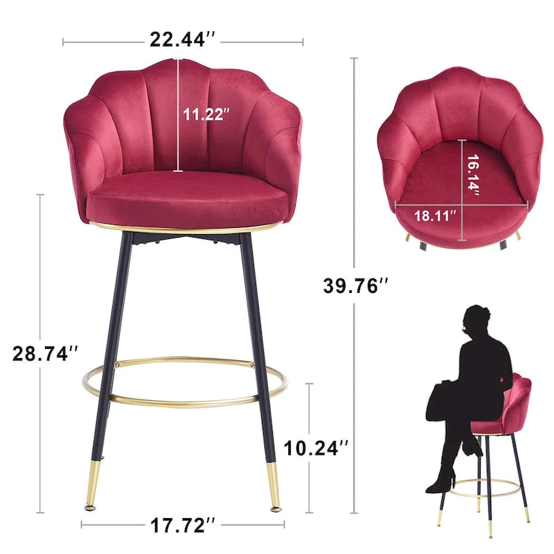 Sgabelli da bar moderni Hausfame girevoli con schienale (set da 2) - 56,4 cm L X 54,1 cm P X 100,6 cm H