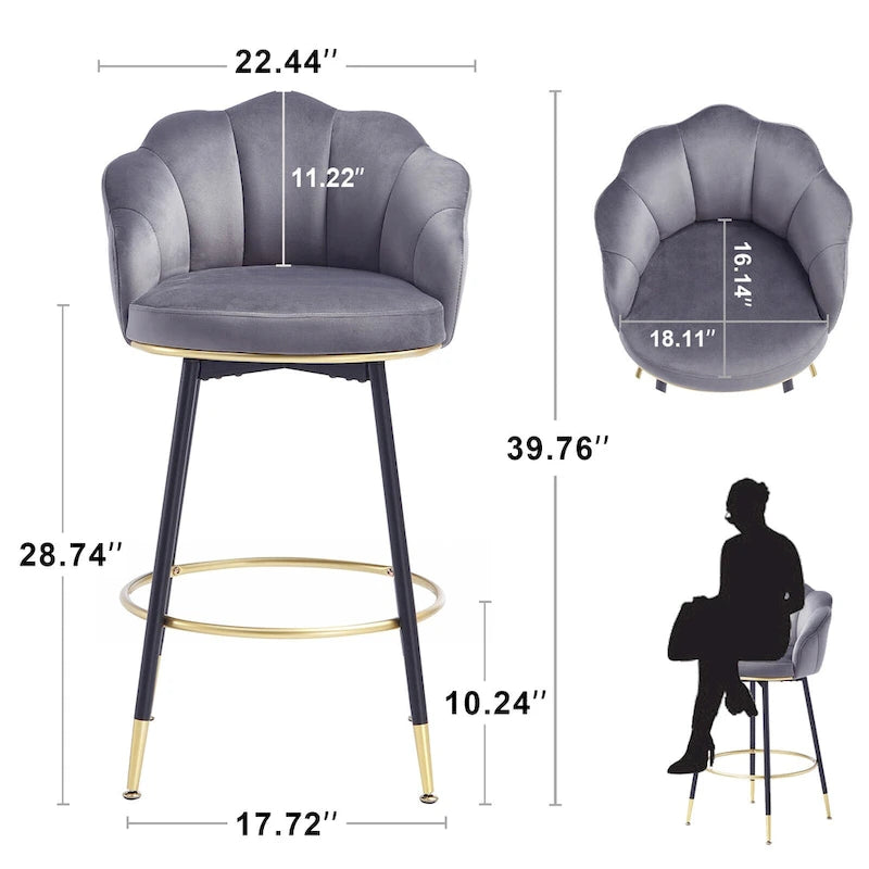 Sgabelli da bar moderni Hausfame girevoli con schienale (set da 2) - 56,4 cm L X 54,1 cm P X 100,6 cm H