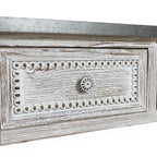 Console de ferme en bois et métal vieilli à 3 tiroirs