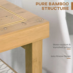 HOMCOM Carrello Cucina in Bambù con Ruote, 2 Cassetti e Ripiani Regolabili