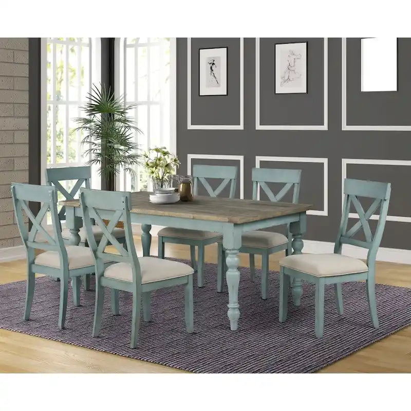The Gray Barn Spring Mount Table with Cross Back Chairs 7-piece Dining Set